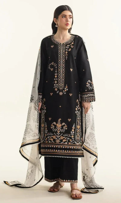 CO 2650-3Pc Embroidered Lawn Shirt with Printed Dupatta