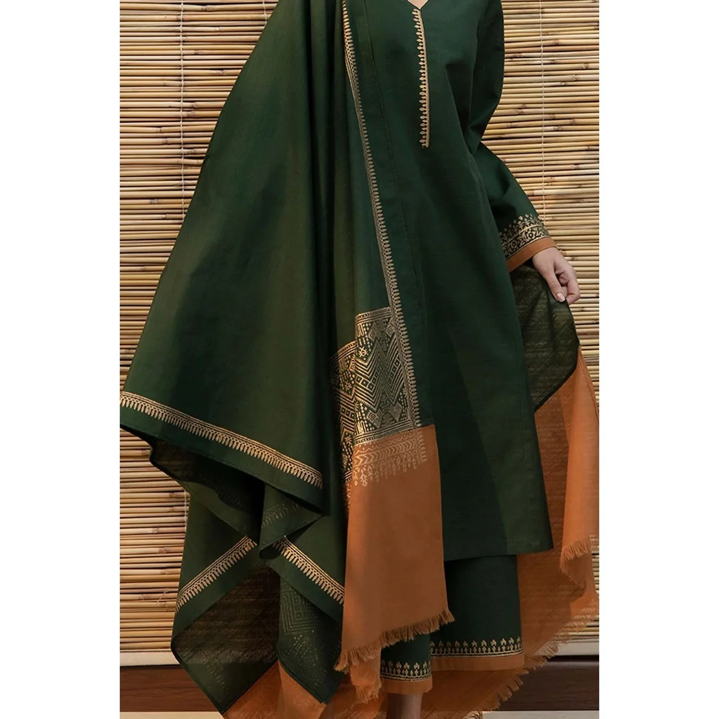 BR 1075-3PC Dhanak suit with Woolen Shawll