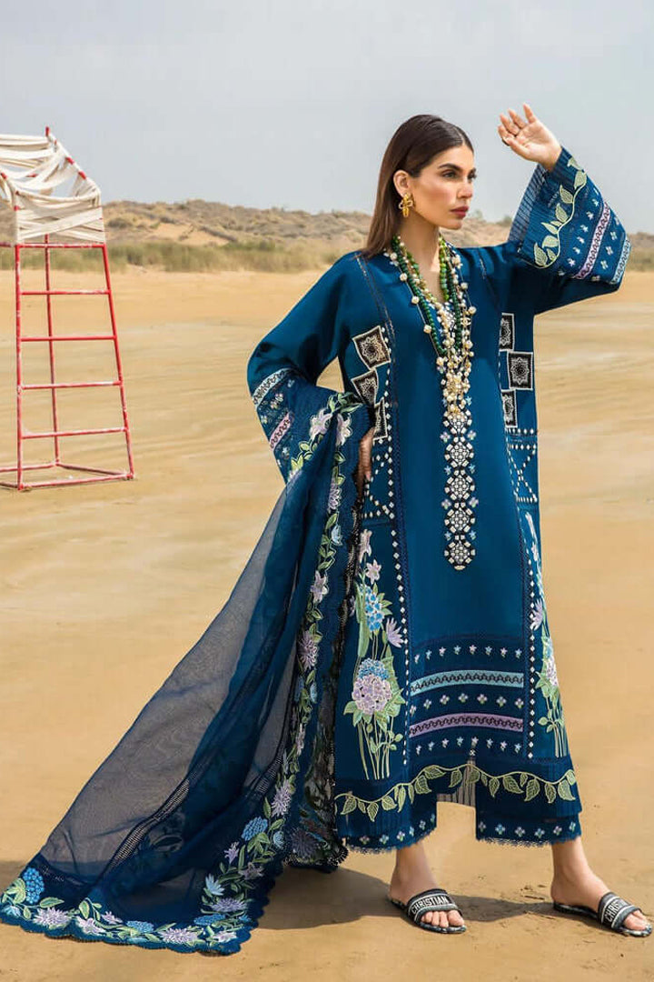 CM 30-3 Piece Unstitched Heavy Embroidered Lawn  Suit  Embroidered Organza Dupatta