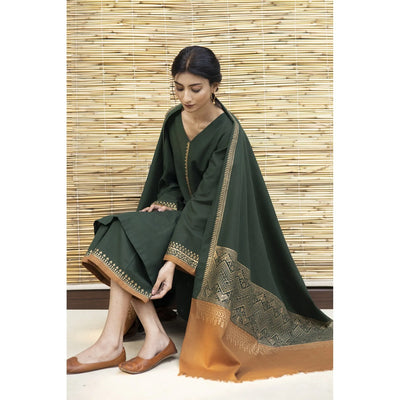 BR 1075-3PC Dhanak suit with Woolen Shawll