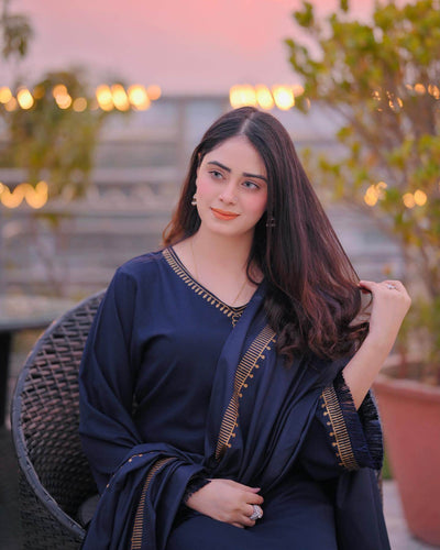 BR 1145-3Pc Unstitched Dhanak Suit ( Printed Woolen Dupatta )