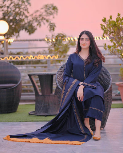 BR 1145-3Pc Unstitched Dhanak Suit ( Printed Woolen Dupatta )