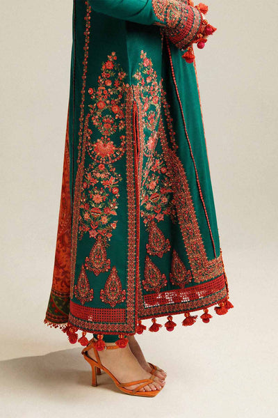 MB 525 - 3 Pcs Unstitched Heavy Embroidered Dhanak Suit with Premium Quality Wool Shawl