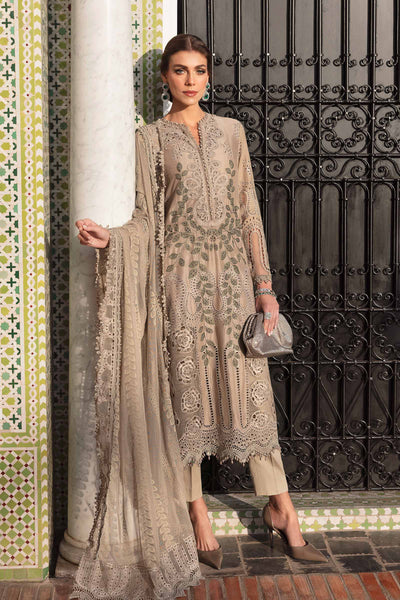 MB 2665-3Pc Embroidered Lawn Shirt with Embroidered Organza Dupatta