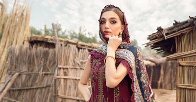 MB 515 - 3 Pcs Unstitched Heavy Embroidered Dhanak Suit with Premium Quality Wool Shawl