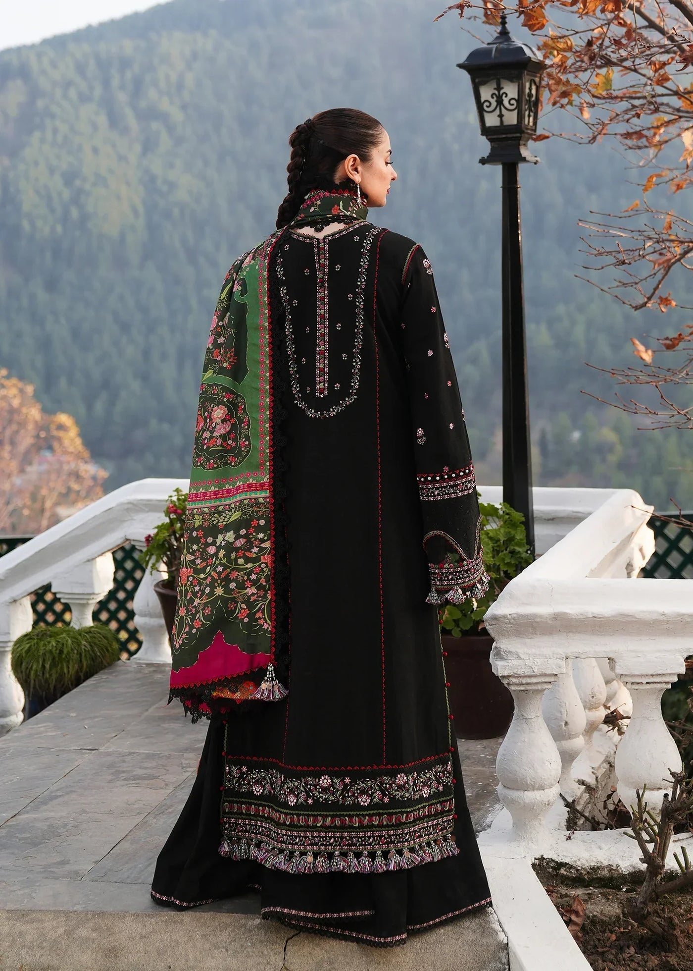 MB 520 - 3 Pcs Unstitched Heavy Embroidered Dhanak Suit with Premium Quality Wool Shawl