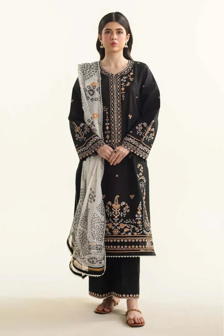 CO 2650-3Pc Embroidered Lawn Shirt with Printed Dupatta