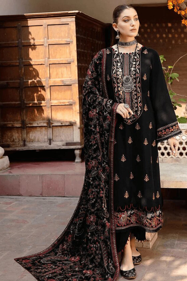 RM 650-3 Piece Unstitched Heavy Embroidered Dhanak Wool Suit  Heavy Embroidered Dhanak Shawl