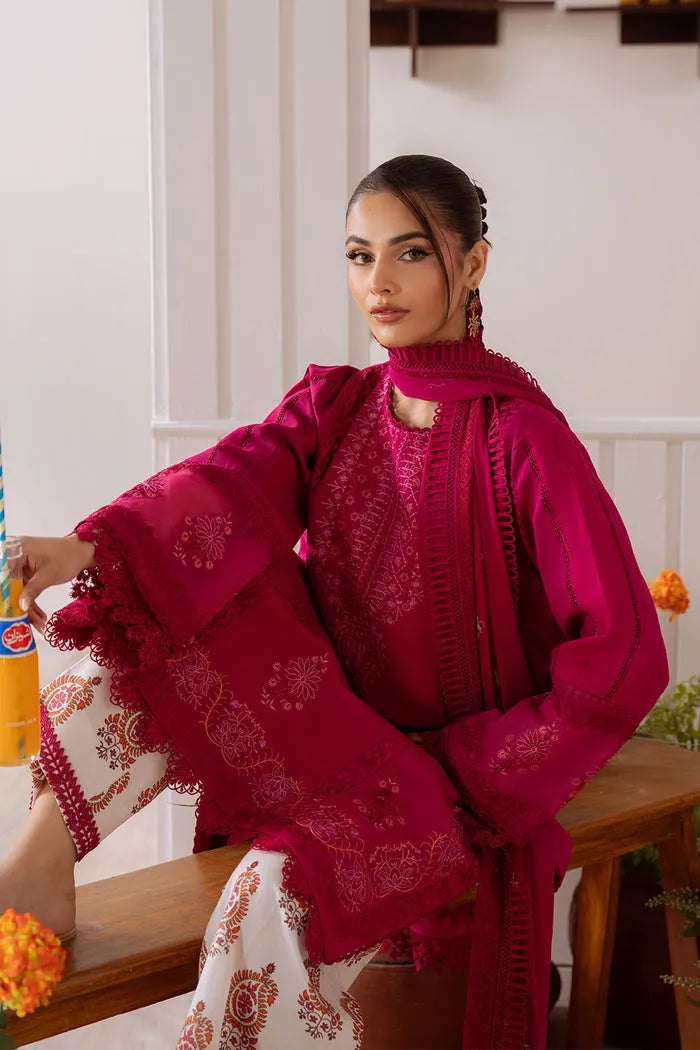 CO-514 B 3Pc Embroidered Lawn Shirt with Printed Poly Lawn Dupatta