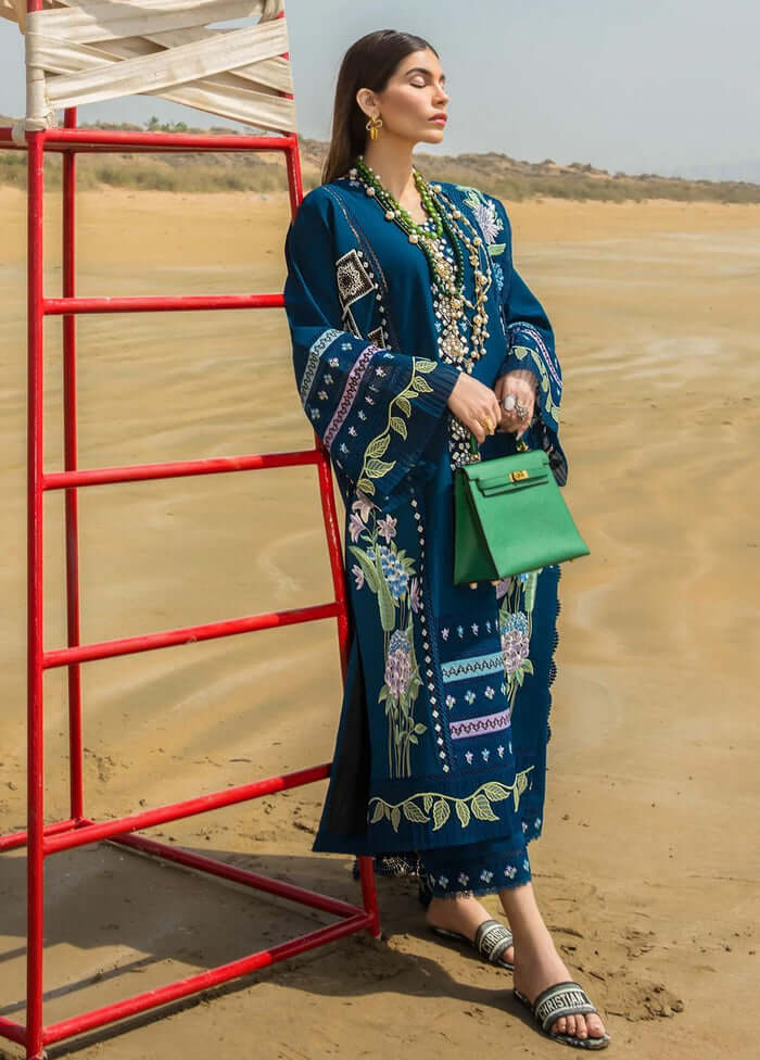 CM 30-3 Piece Unstitched Heavy Embroidered Lawn  Suit  Embroidered Organza Dupatta