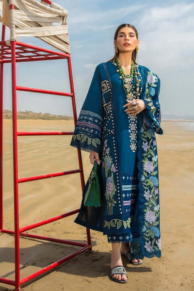 CM 30-3 Piece Unstitched Heavy Embroidered Lawn  Suit  Embroidered Organza Dupatta
