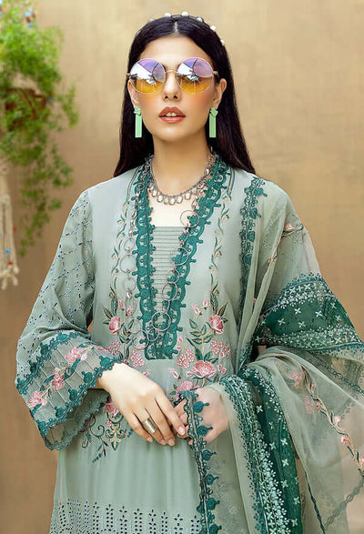 LM 16-3 Piece  Heavy Embroidered Chickan Kari Lawn Suit ( Full Embroidered Organza Dupatta )
