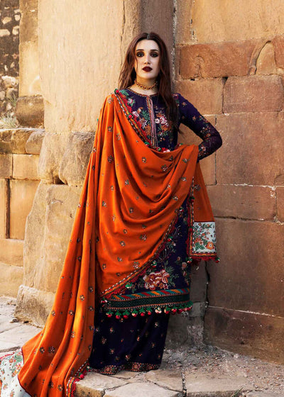 AJ 680-3 Piece Unstitched Heavy Embroidered Dhanak Wool Suit  Heavy Embroidered Dhanak Shawl