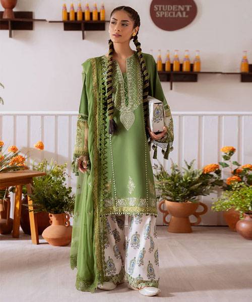CO 514-A 3Pc Embroidered Lawn Shirt with Printed Poly Lawn Dupatta