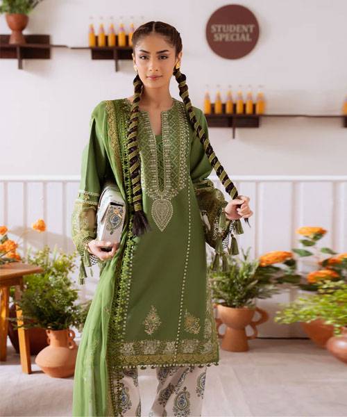 CO 514-A 3Pc Embroidered Lawn Shirt with Printed Poly Lawn Dupatta