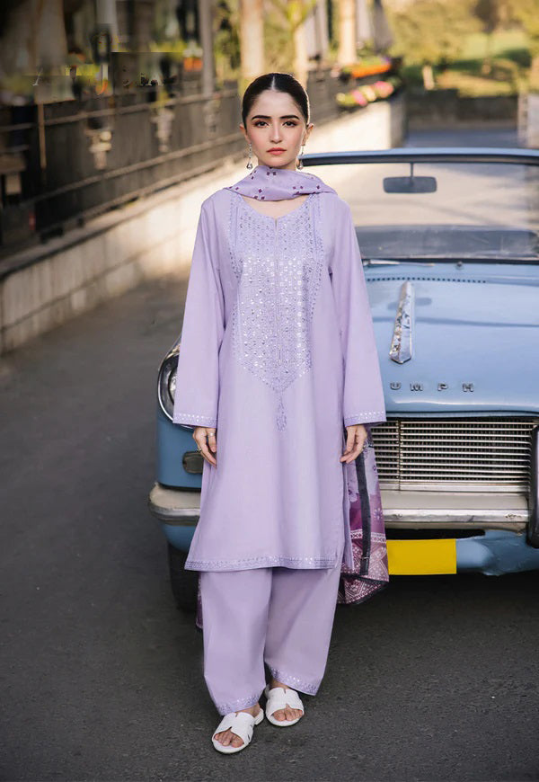 ZS 2625-3 Pc Embroidered Lawn Shirt with Polly Lawn Dupatta