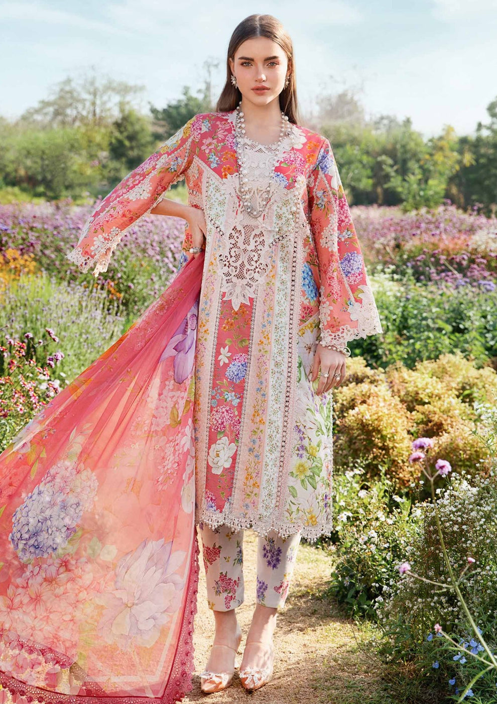 MB 468-3Pc Digital Printed Lawn Shirt with Printed Lawn Dupatta