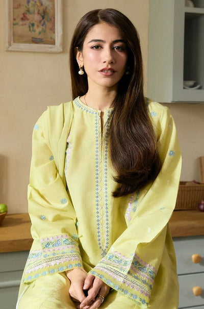 ZS 2635-3 Pc Embroidered Lawn Shirt with Embroidered Cotton Net Dupatta