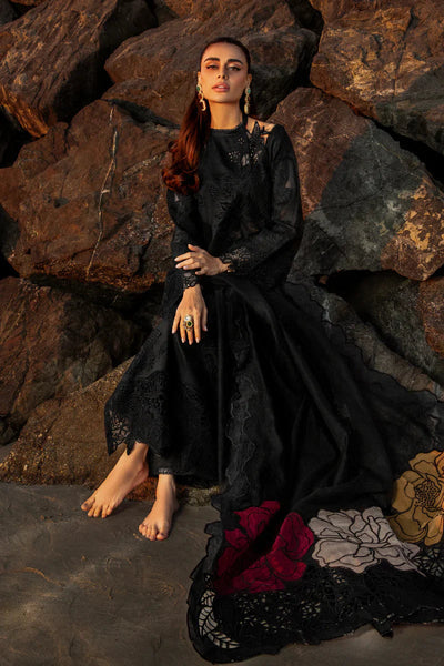 KH 2640-3 Pc Embroidered Lawn Shirt with Embroidered Organza Dupatta With Patches