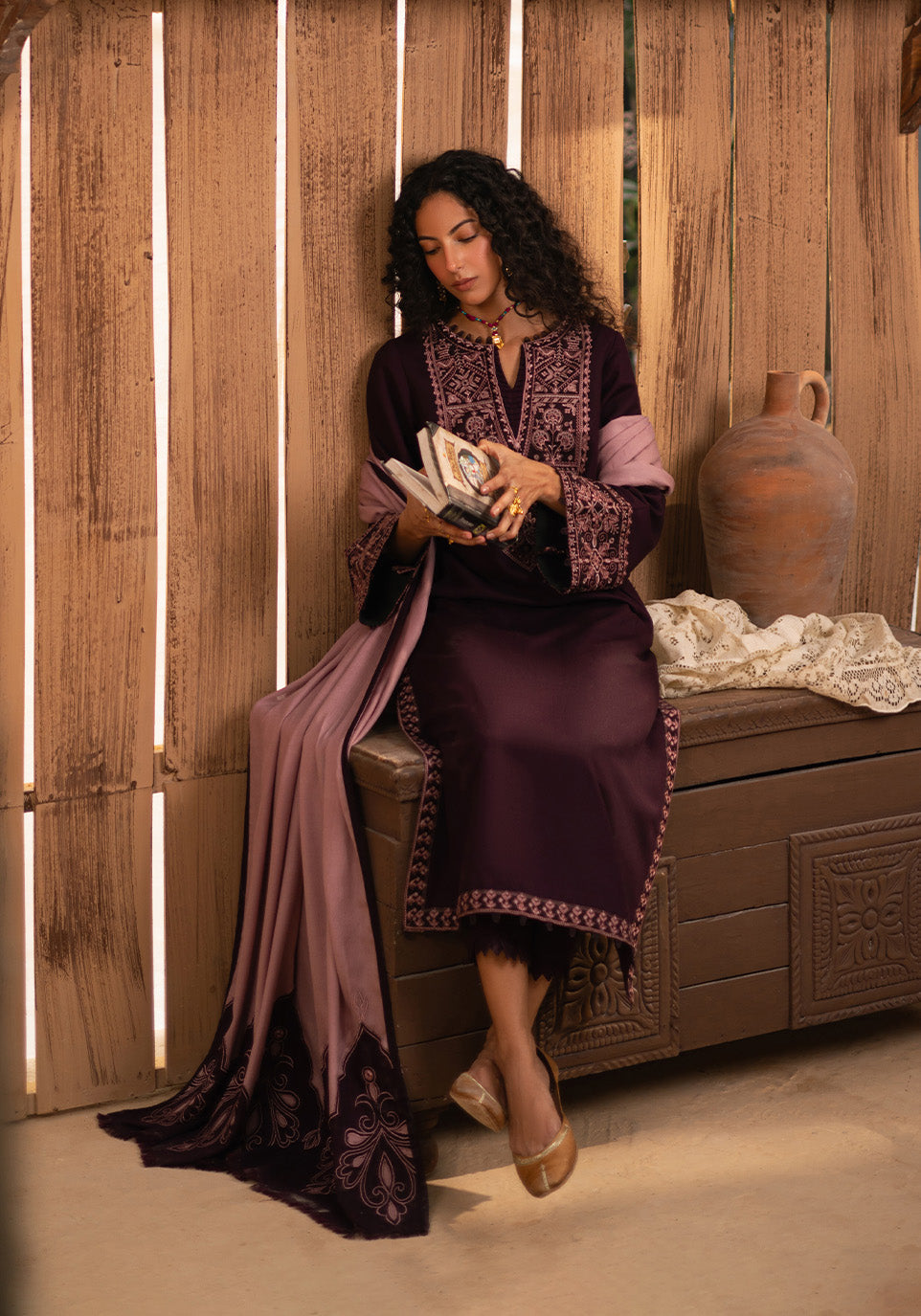 RP 605-3 Piece - Unstitched Embroidered Dhanak Fabric