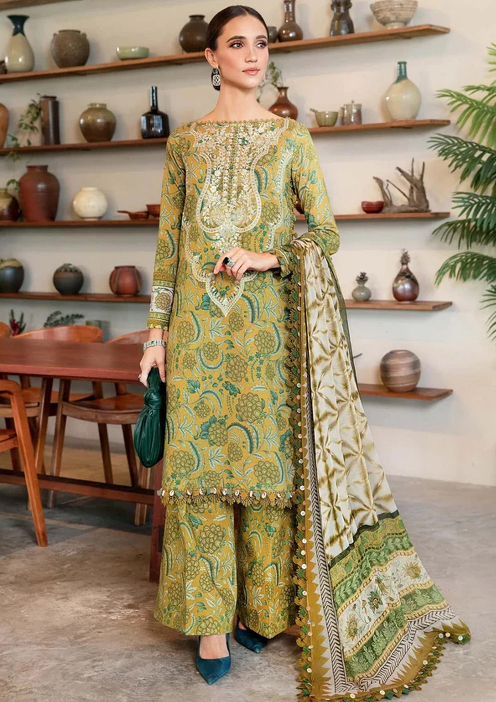 MB 456-3Pc Digital Printed Lawn Shirt with Printed Lawn Dupatta
