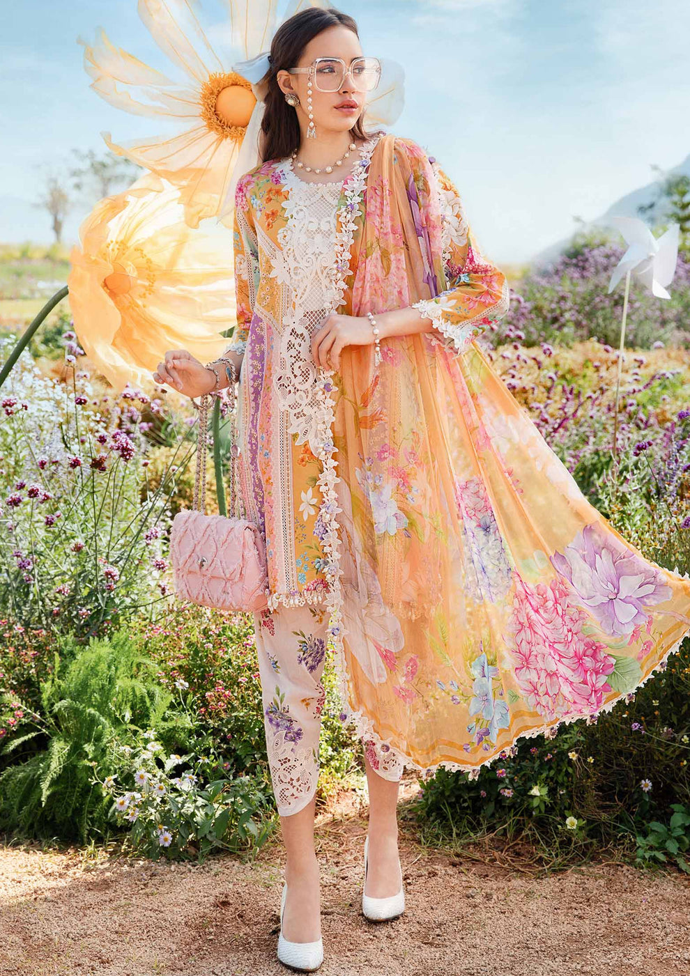 MB 464-3Pc Digital Printed Lawn Shirt with Printed Lawn Dupatta