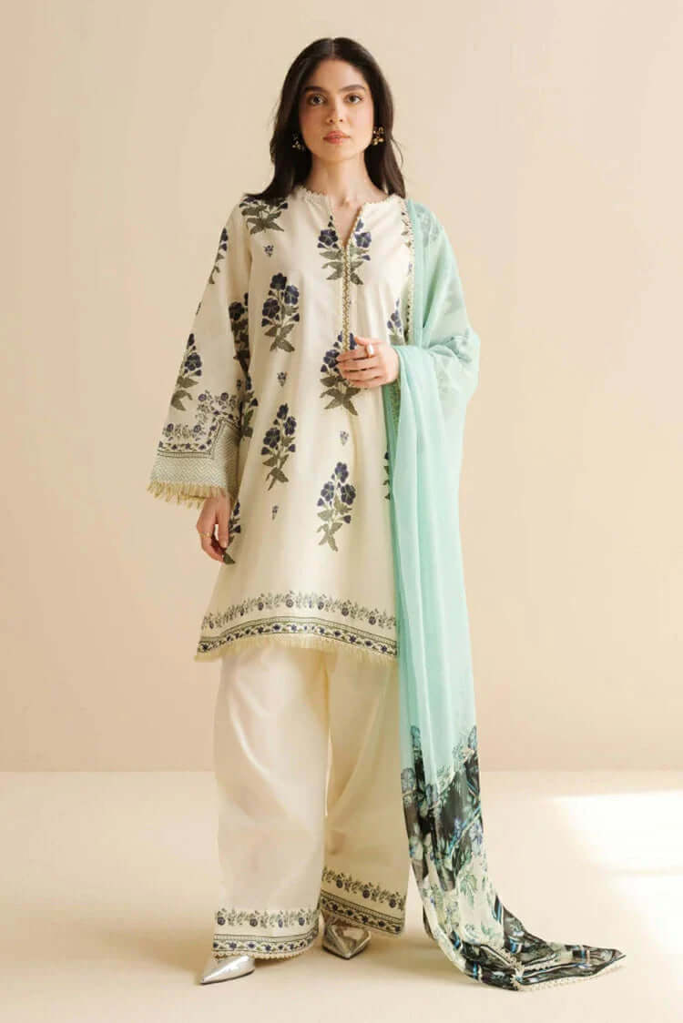 CO 492-3 Piece Unstitched Digital Printed Lawn Suit ( Fine Printed Polly Lawn Dupatta )