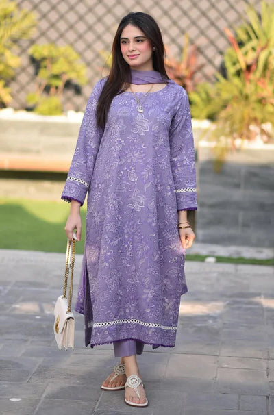 BR 2575-3 Pcs Embroidered Lawn Shirt with Embroidered Chifoon Dupatta BR 2575