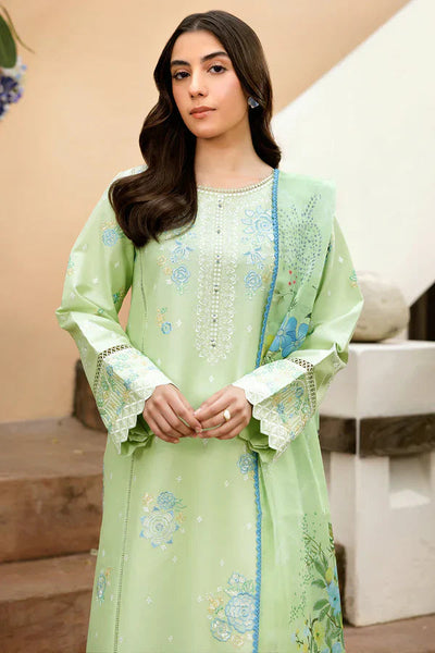 ZS 2630-3 Pc Embroidered Lawn Shirt with Printed Polly Lawn Dupatta
