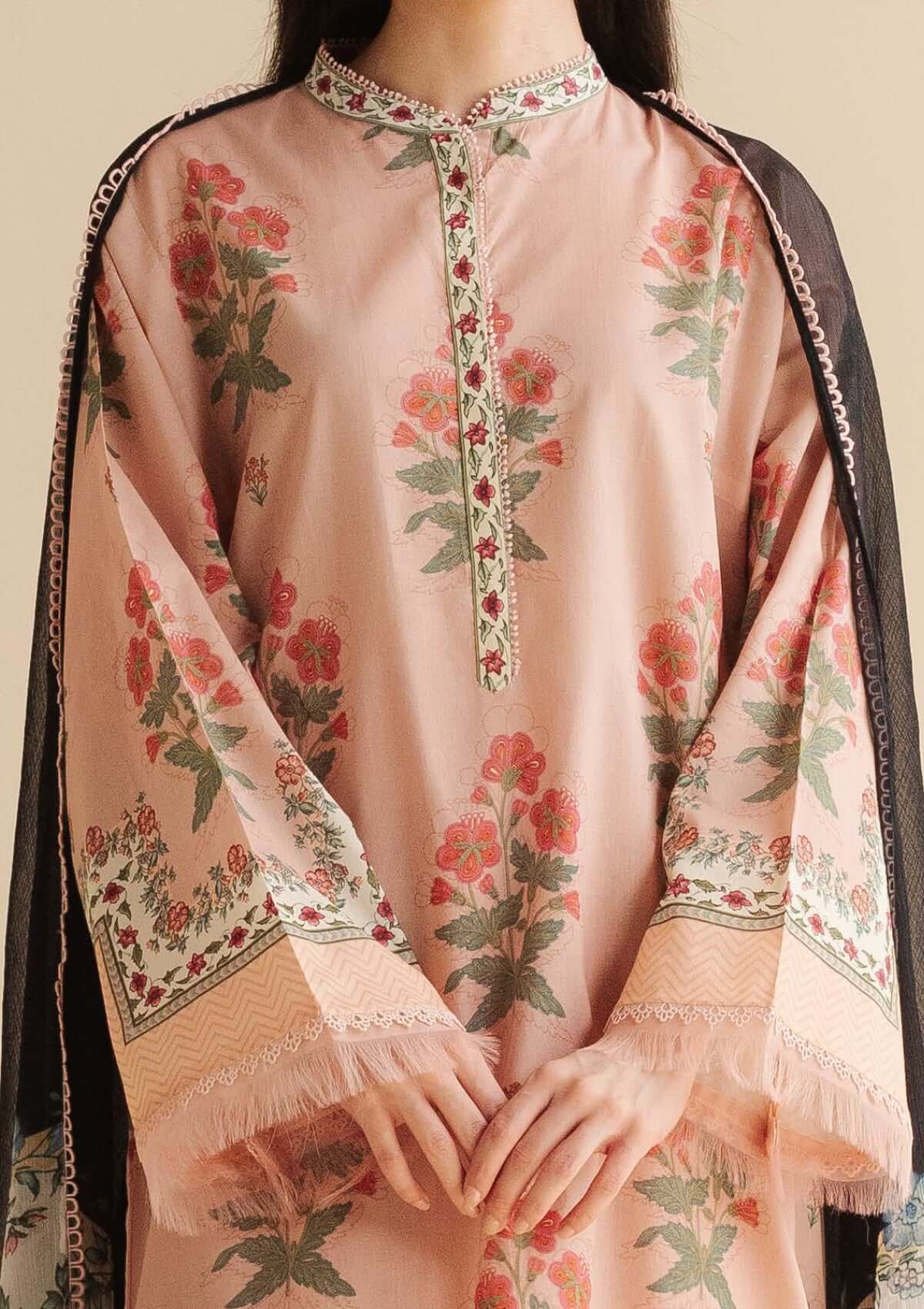 CO 490-3 Piece Unstitched Digital Printed Lawn Suit ( Fine Printed Polly Lawn Dupatta )