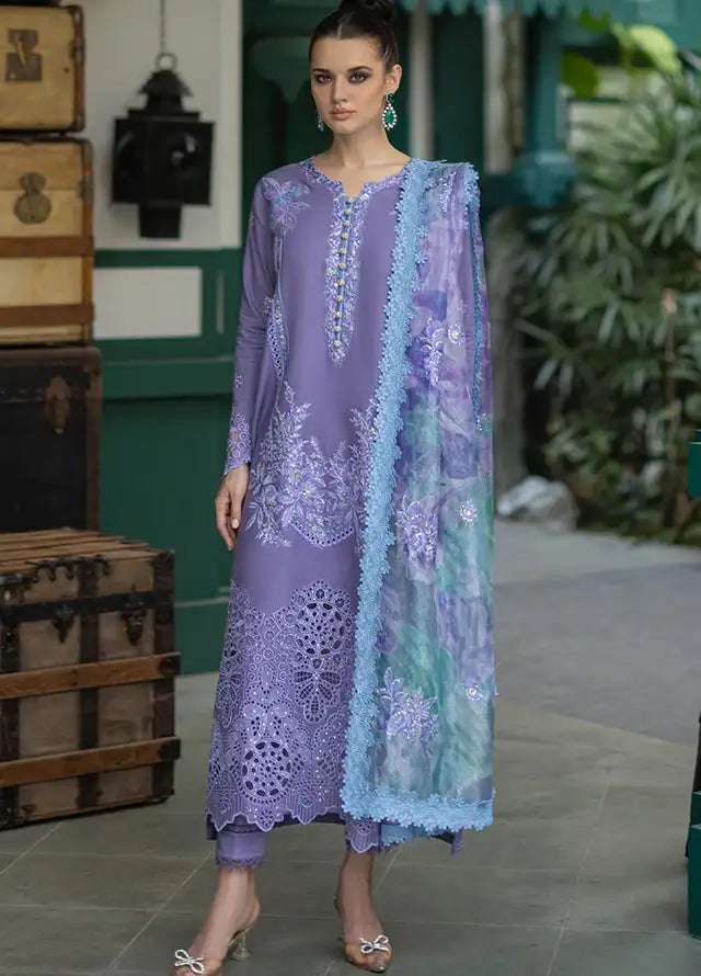 OR 86-3 Piece Embroidered Lawn Shirt with Printed Cotton Net Dupatta