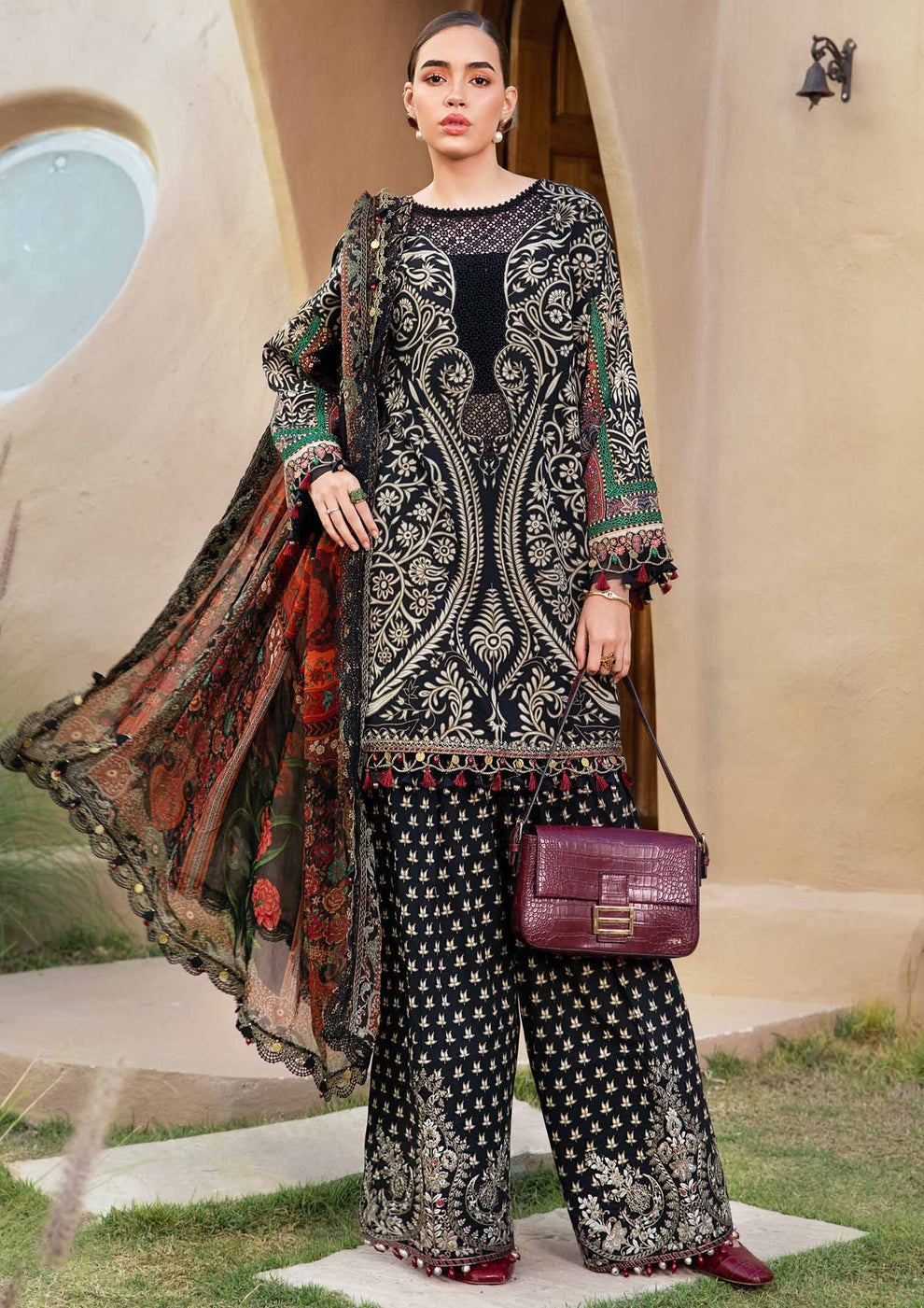 MB 478 B-3Pc Digital Printed Lawn Shirt with Printed Lawn Dupatta