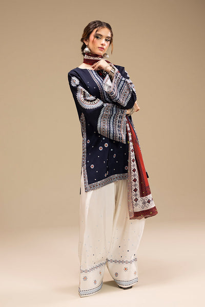 RR 610-3 Piece - 3 Piece Embroidered Dhanak Fabric with Printed Wool Shawl