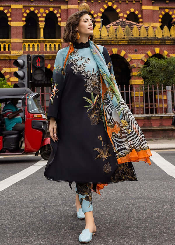 LD 486-3 Piece Unstitched Digital Printed Lawn Suit ( Fine Printed Polly Lawn Dupatta )